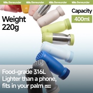 Beneunder LC131, Lightweight 400ml Thermos, Ultra-Light 220g, Keeps Hot/Cold 6H, SUS316L Inner, Anti