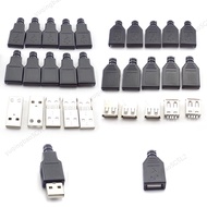 3 in 1 USB 2.0 Type A male Female 4 Pin power Socket cable Connector Plug With Black Plastic Cover Solder Type DIY repair  SG5L2