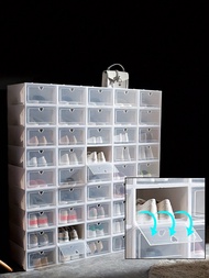 12/6/3/1pc Shoe Boxes, Shoe Store Display, For Corridor, Transparent With Lid, Foldable And Stackabl