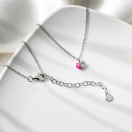 Ar-Kang Collection** AKN746 สร้อยคอเงินแท้ จี้หัวใจ ประดับ White CZ และ Pink Enamel มินิมอล (Silver9