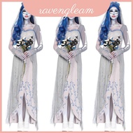 Gray Lightweight Ladies Halloween Corpse Bride Dress - Cotton-Polyester Blend