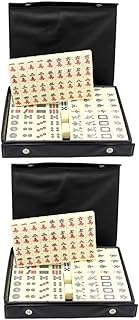 SAFIGLE 2 Sets Mini Mahjong Chinese Acrylic Tiles Mahjong Outdoor Mahjong Traditional Chinese Small Mahjong Outside Toys Travel Toy Chinese Mahjong Portable Game Console Melamine