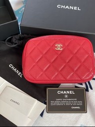 Chanel 全新紅色銀包/化妝包