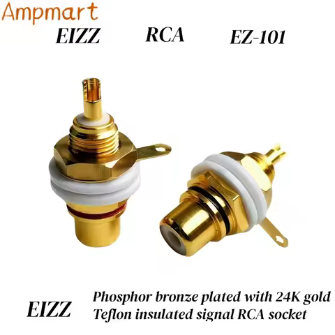 EIZZ EZ-101 Phosphor Bronze K Gold Plated RCA Socket, Hi-Fi Tube Amplifier Lotus Audio Plug Connecto