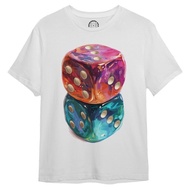 3D Premium Distro T-Shirt, 3D Retro Color Dice, 100% Premium Cotton Material