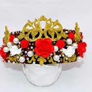 Exclusive handmade baroque crown headdress Headband with roses Royal headdress