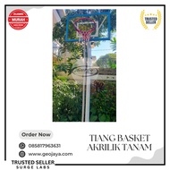 Tiang Basket Tanam Home + Papan Basket Akrilik 800 x 1200 mm, Ring Per 2