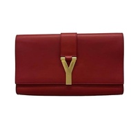 Yves Saint Laurent YSL Paris Laula Clutch Handbag leather Red Direct from Japan Secondhand