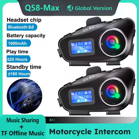 Q58 Helmet Bluetooth Intercom Headphone Music Sharing 500M Intercom Tf Card Listening To Music Water