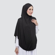 [Berdagu] Khimar Denim /Tudung Sarung Labuh Hitam Dan Putih Awning Lembut  Saiz 2XL / 3XL / 4XL / 5X