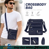 Men’s Kain Jeans Crossbody Sling Bag Multi Pocket Casual Shoulder Messenger Bag Travel Everyday Beg 