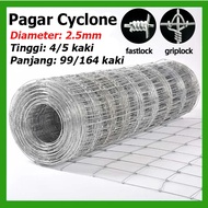 Pagar Cyclone 4/5kaki*98/164kaki/Pagar Rumah/Pagar Lembu/Papan Pagar/Pagar Duri Fastlock 30/50meter 