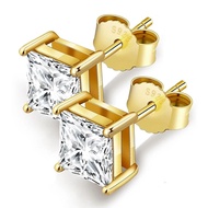 0NHV FIRERING 1+1ct Square Moissanite Stud Earrings for Women with Certificate Passed Diamond Test S