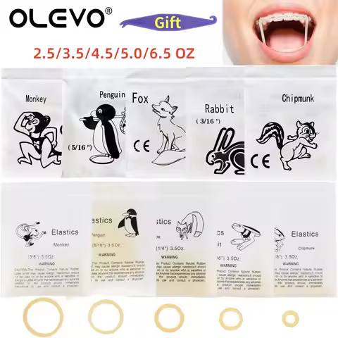 1000 Pcs/10 Bags Dental Orthodontic Elastic Rubber Bands Zoo Pack Latex Teeth Braces Bands 2.5/3.5/4
