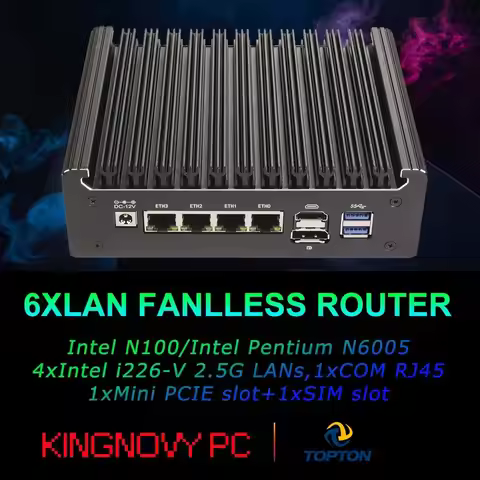 Fanless Firewall Appliance Intel N100 Pentium N6005 Quad Core, Firewall Mini PC 4xIntel 2.5GbE i226