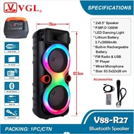 VGL RECHARGEABLE BLUETOOTH SPEAKER WITH FREE MICROPHONE AND USB ( V88 R27 )