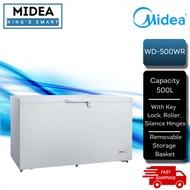 【10% CASHBACK】Midea 500L Chest Freezer WD-500WR With Key Lock & Roller & Removable Basket