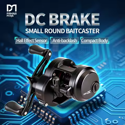 FISHINGFANS DC-ROUND 7+1bb Baitcasting Fishing Reel DC Drum reel Brass gears Saltwater 156g ultralig