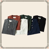 GRND Basic Thick Knitted henry Collar T-shirt Ami Khaki henry shirt TEE
