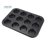 Heavy duty carbon steel cupcake baking tray,12 mini cup cupcake shaped cake pan,nonstick cupcake bak