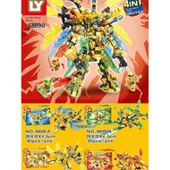 mainan budak lelaki mechamato toy Leyi 68090 Phantom Ninja Edisi Emas 4 Gabungan Naga Angry Dragon M