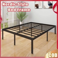 Bed Frame Black/White Simple Style Metal Double King Bed Frame Queen Bed Frame Duty Heavy Iron Bed