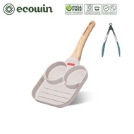 Ecowin Non-Stick Steak Omelette Pan Maifan Stone Coating White Series 18 Cookware Oil
