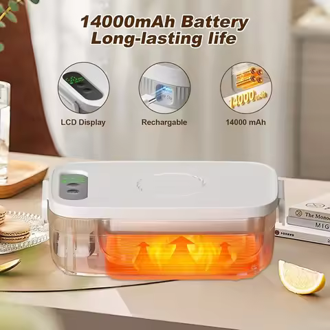 A98I-Auto Heated 14000Mah Cordless Electric Lunch Box, 1L Rechargeable For Adults, For Car, Office, 