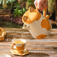 Teapot cup teapot coffee tea cat cat yellow cute cute home decoration home decoration