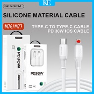 Cable SENDEM Type-C to IOS Type-C 66W and PD 30W (SuperFast Charging)