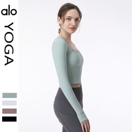 Alo Yoga Women's Long-Sleeved Sport Shirt Top with Chest Pad