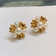 MIKIMOTO K18 18K 750 AKOYA sea pearl pierced earrings