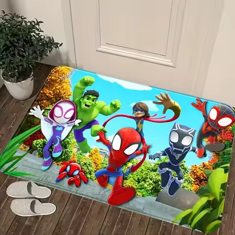 Marvel Has Authorized 1pc Cartoon Print Floor Mat, Featuring Hulk Spider-Man Gwen Spider-Man Iron Sp