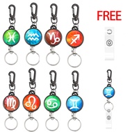 12 Constellation Keychain Solid Color Zodiac Sign  Dome KeyChain Ring Aries Gemini Cancer Virgo Libr
