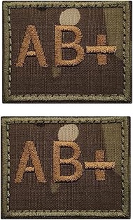 Ruoming 2 PCS Blood Type Camouflage Tactical Patch, Embroidery Patches,2 x 1.6 inches, Hook and Loop