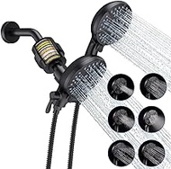 EMBATHER Filtered Shower Heads with Handheld Spray Combo,7 Settings Shower Head with High Pressure Spray, Dual Showerhead with 20 Stage Shower Filter for Hard Water, Matte Black