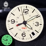 28.5mm green full lume nologo pilot SKX watch dial Roman numeral mark NH34 movement GMT 4.8 Oclock C