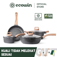 Ecowin Cookware Black Series Nonstick Cookware Set4-Wok + Saucepan + Frying Pan + Soup Pot Pfoa-Free