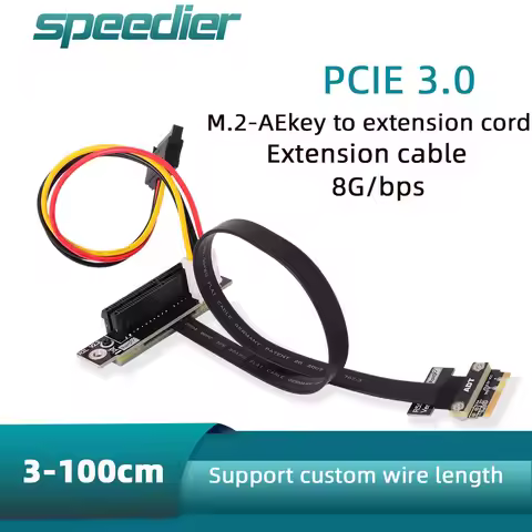 M.2 Key A.E WiFi NGFF To PCIe 3.0 X1 X4 X8 X16 Extension Cable Riser Adapter Gen4 AE for PCIE 4.0 X1