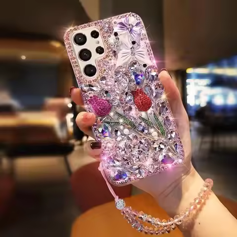A34 5G Rhinestone Bling Case For Samsung Galaxy A14 4G A54 5G Diamond Strap Cover for Samsung A24 4G