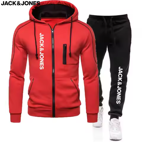 Jack Jones Women's sportswear set: Casual zipper jacket + sportswear pants 2-piece set, fitness swea