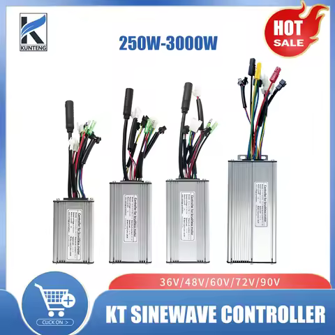 Electric Bicycle KT Controller 36V48V 250W350W500W750W1000W Sinewave SM/Waterproof Plug Controller W