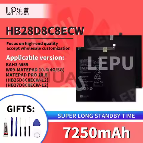 Pad Battery for HUAWEI Mate Pad PRO 10.8 HB26D8C8ECW 7250mAh Tablet Battery + Tools Replacement Batt