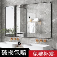 Bathroom Mirror Bathroom Toilet No-Drill Makeup Mirror Bathroom Washstand Framed Adhesive Wall-Mount