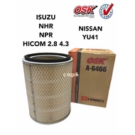 A-6466 ISUZU NPR NHR HICOM 2.8 4.3 COMMANDO NISSAN YU41 AIR FILTER OSK