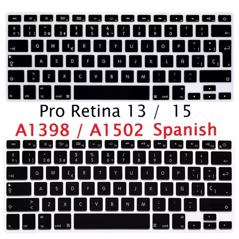 Soft for Macbook Pro 13 15 Retina A1398 A1502 EU US Spanish Keyboard Cover Silicon for Macbook Retin