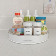 [Salimroom]Rotate Tray Kitchen Source Organizer 360 Rotate Cosmetic Perfume Storage Tray Non-Slip