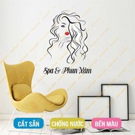 (SP78) Decorative Decal for Nail Salon - Hair Salon - Spa & Tattoo Art of Curly Haired Girl, Size 80