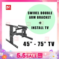 ALL IN TV WALL MOUNT SWIVEL DOUBLE ARM BRACKET WITH INSTALLATION ALL BRAND TV SUPPLY BRACKET AND INSTALL