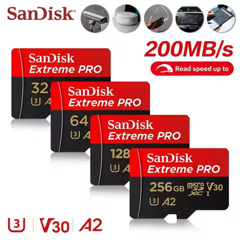 SanDisk Micro 512GB A2-U3 SD TF Card Extreme Pro UHS-l High Speed Memory Card 32G A1 64G 128G 256G U